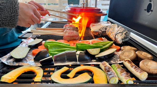 ペンションでバーベキュー